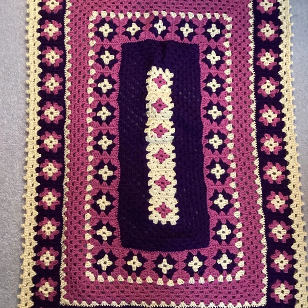 Brand New Granny Square Morocco Inspired Throw, Lap Robe, Crib Blanket 46”x34” - Picture 1 of 4